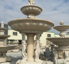 石刻花崗巖流水花盆定做 大型立體室外廣場花盆 石雕噴泉擺件